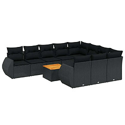 Maison Chic Salon de jardin 11 pcs avec coussins, Ensemble Tables et chaises d'extérieur noir résine tressée -GKD802269