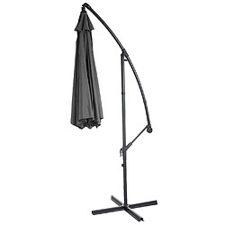 Decoshop26 Parasol déporté protection solaire Ø 3m inclinable polyester/acier 11kg gris avec support 04_0000944