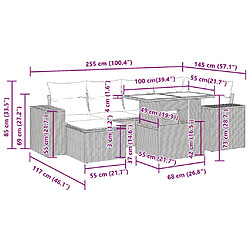 vidaXL Salon de jardin avec coussins 7 pcs beige résine tressée pas cher