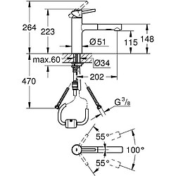 Avis GROHE Mitigeur évier Concetto 30273DC1 -Bec moulé pivotant médium-Rotation 100°-Douchette extractible-Limiteur de débit - Supersteel