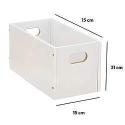 Pegane Lot de 6 boites de rangement, paniers de rangement en bois coloris blanc - Longueur 15 x Profondeur 31 x Hauteur 15 cm