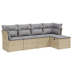 vidaXL Salon de jardin avec coussins 5pcs mélange beige résine tressée