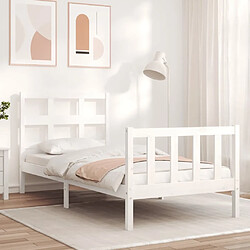 Maison Chic Lit adulte - Cadre Structure de lit avec tête de lit Contemporain blanc 90x200 cm bois massif -MN48379