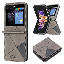 Htdmobiles Housse pour Samsung Galaxy Z Flip 5 5G - etui coque pochette portefeuille - GRIS