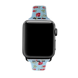 Wewoo Courroie d'impression en silicone pour Apple Watch séries 5 et 4 40 mm Motif fleurs basbleu clair