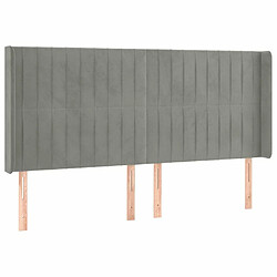 Maison Chic Tête de lit scandinave avec oreilles,meuble de chambre Gris clair 183x16x118/128 cm Velours -MN77066