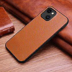 Coque en TPU + cuir véritable Anti-empreintes, texture litchi pour votre iPhone 14 - marron