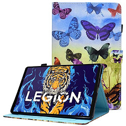 Etui en PU plein motif cousu, anti-chute avec support et porte-cartes pour votre Lenovo Legion Y700 TB-9707F - papillon coloré