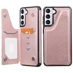 Coque en TPU + PU anti-chute, avec béquille et porte-cartes or rose pour votre Samsung Galaxy S21 + 5G