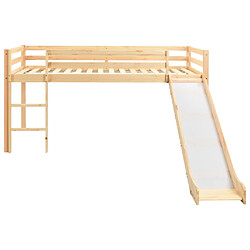 vidaXL Lit mezzanine d'enfants toboggan et échelle bois pin 97x208 cm