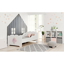 HT MEUBLES Lit enfant fille ALMENA avec matelas et cadre inclus