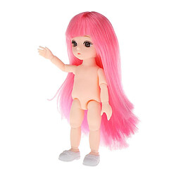 Belle Poupée Fille Articulée 16cm Corps Nu Cheveux Roses Avec Frange