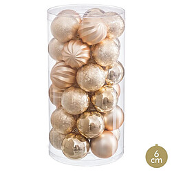 BigBuy Home Boules de Noël Doré Plastique Ø 6 cm (30 Unités)