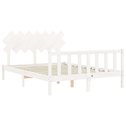 Maison Chic Cadre/structure de lit avec tête de lit pour adulte - Lit Moderne Chambre blanc King Size bois massif -MN10497 pas cher