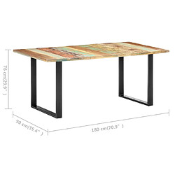 vidaXL Table à manger 180x90x76 cm Bois de récupération massif pas cher