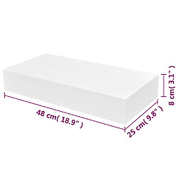 vidaXL Étagère murale avec 1 tiroir MDF Blanc Rangement de livres/DVD pas cher