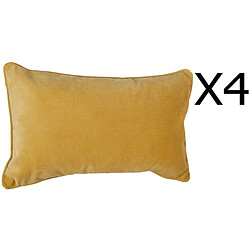 Lot de 4 coussins rectangulaires 100% polyester coloris ocre - Dim : L.50 x l.30 cm -PEGANE