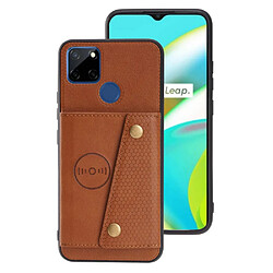 Coque en TPU + PU anti-scratch, feuille magnétique intégrée pour véhicule avec porte-cartes, marron clair pour votre Realme C12