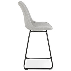 Avis Alterego Tabouret snack mi-hauteur 'RIGO MINI' en tissu gris et pieds en métal noir