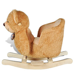 Helloshop26 Siège fauteuil chaise à bascule enfant jouet tissu marron 0102024