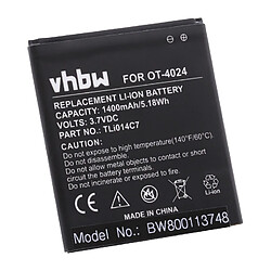 vhbw Li-Ion Batterie 1400mAh (3.7V) pour téléphone portable Smartphone Alcatel One Touch OT-4024, OT-4024D, OT-4024X, Pixi First comme TLi014C7.