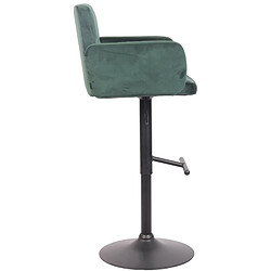 Decoshop26 Tabouret de bar pivotant en velours vert et métal noir avec accoudoirs repose-pieds et dossier TDB10650