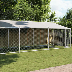 vidaXL Cage pour chien avec toit et porte gris 8x2x2 m acier galvanisé