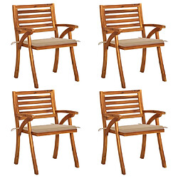 vidaXL Chaises de jardin avec coussins lot de 4 Bois de teck solide