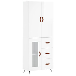 vidaXL Buffet haut Blanc brillant 69,5x34x180 cm Bois d'ingénierie