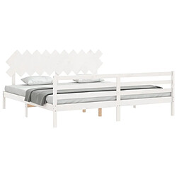 Acheter Maison Chic Lit adulte - Cadre Structure de lit avec tête de lit Contemporain blanc 200x200 cm bois massif -MN75879