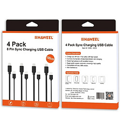 Avis Wewoo Câble noir pour iPhone X / 8 et 8 Plus / 7 7 Plus / 6 6 6 Plus 6 s Plus / iPad 4 PCS 1 m haute vitesse Lightning à USB Sync Kit de de charge,