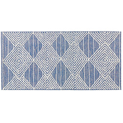 Beliani Tapis en laine beige clair et bleu 80 x 150 cm DATCA