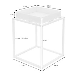 ML-Design Support pour Plantes, Métal Blanc, 35x35x46 cm, Carré, Empilable, Surface de Dépôt avec Bord Élevé, Plateau Amovible, Intérieur/Extérieur, Bac à Fleurs, Table d'Appoint, Porte-fleurs Moderne pas cher