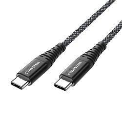 Câble USB C Fibre Aramide 1.5m Charge Rapide 60W Prise USB-C Swissten Noir