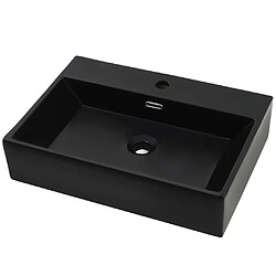 vidaXL Vasque avec trou de robinet en céramique Noir 76x42,5x14,5 cm