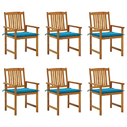 Maison Chic Lot de 6 Chaises de jardin avec coussins | chaises d'extérieur | Fauteuil Relax Bois d'acacia massif -GKD57419