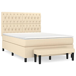 vidaXL Sommier à lattes de lit avec matelas Crème 140x200 cm Tissu