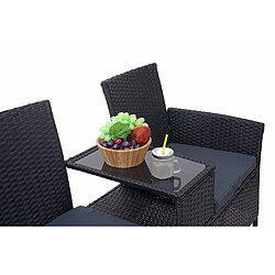 Avis Mendler Banc avec table en polyrotin HWC-E24, banquette de jardin, meuble de jardin 132cm ~ noir, coussin gris foncé