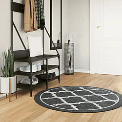 vidaXL Tapis lavable noir et blanc Ø 120 cm antidérapant