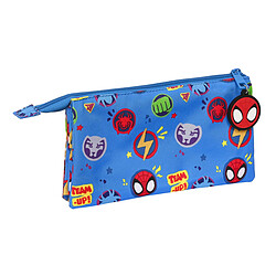 Trousse Fourre-Tout Triple Spiderman Team up Bleu (22 x 12 x 3 cm)