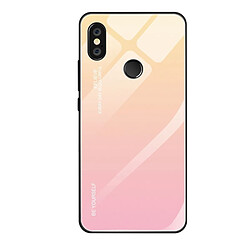 Wewoo Coque Pour Xiaomi Redmi Note 5 Pro étui en verre de couleur dégradée jaune