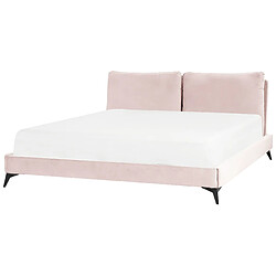 Beliani Lit double en velours rose 180 x 200 cm MELLE