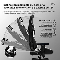 Acheter Lexzurn Chaise Gaming 170° Inclinable Assise de 56CM, Appui-Tete, Coussin Lombaire, Accoudoirs Réglables