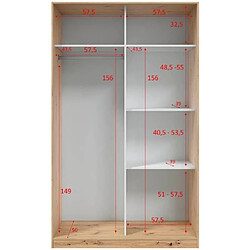 Cstore Armoire TOP - Décor chene - 2 Portes coulissantes - L120 x H200 x P50 cm pas cher