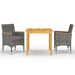 Maison Chic Ensemble de salle à manger de jardin 3 pcs,Table et chaises d'extérieur Gris -GKD722727