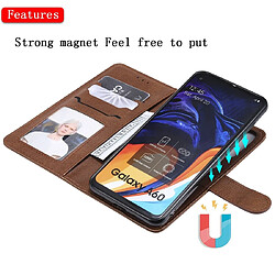 Wewoo Housse Coque Pour Galaxy A60 Étui de protection à rabat horizontal de couleur unie avec support et fentes cartes et portefeuille et cadre photo et lanière marron pas cher