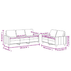 vidaXL Ensemble de canapés 2 pcs avec coussins Cappuccino Similicuir pas cher