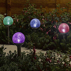 Smart Garden Lot de 5 balises en verre craquelé Globe couleurs changeantes.