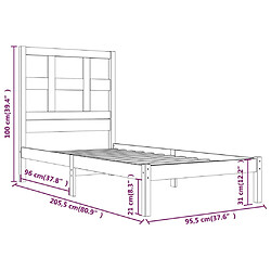 Acheter vidaXL Cadre de lit Blanc Bois de pin massif 90x200 cm