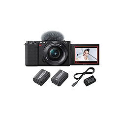 Pack Vlogging hybride Sony ZV E10 + E PZ 16 50mm f 3,5 5,6 OSS + 2ème batterie + Chargeur de batterie